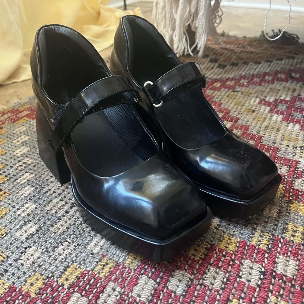 Jeffrey Campbell REINE Black Mary Jane Platform Shoes